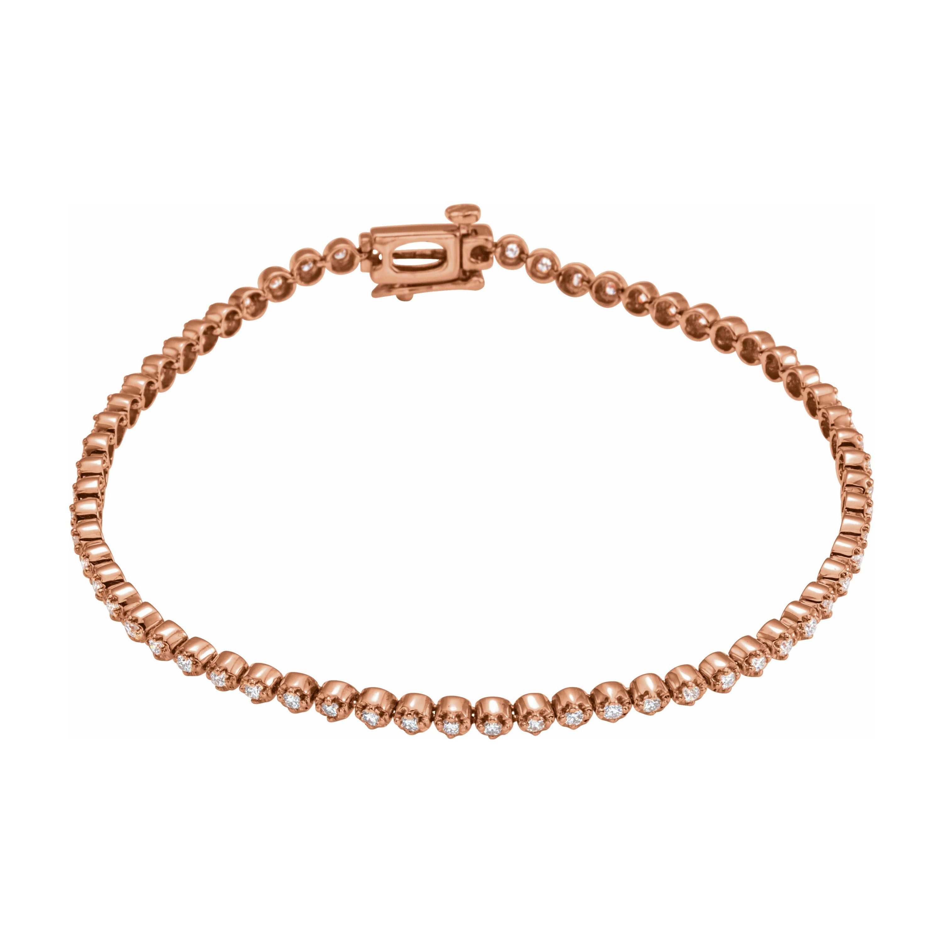 Jewelplus - 14k Rose Gold 1 Ct Diamond Line Tennis Bracelet - Walmart ...
