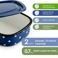 thumbnail image 2 of Novomoskovsjka Posuda Polka Dot Enamel Food Storage Container with Lid Enameled Steel Container Enamelware Tray Kitchen Food Container, Navy Blue, 2 of 6