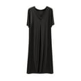 thumbnail image 3 of Aboser Womens Stretchy Modal Nightgown Breathable V Neck Nightshirts Short Sleeve Lounge Sleepwear Casual Solid Color Long Sleepdress, 3 of 4