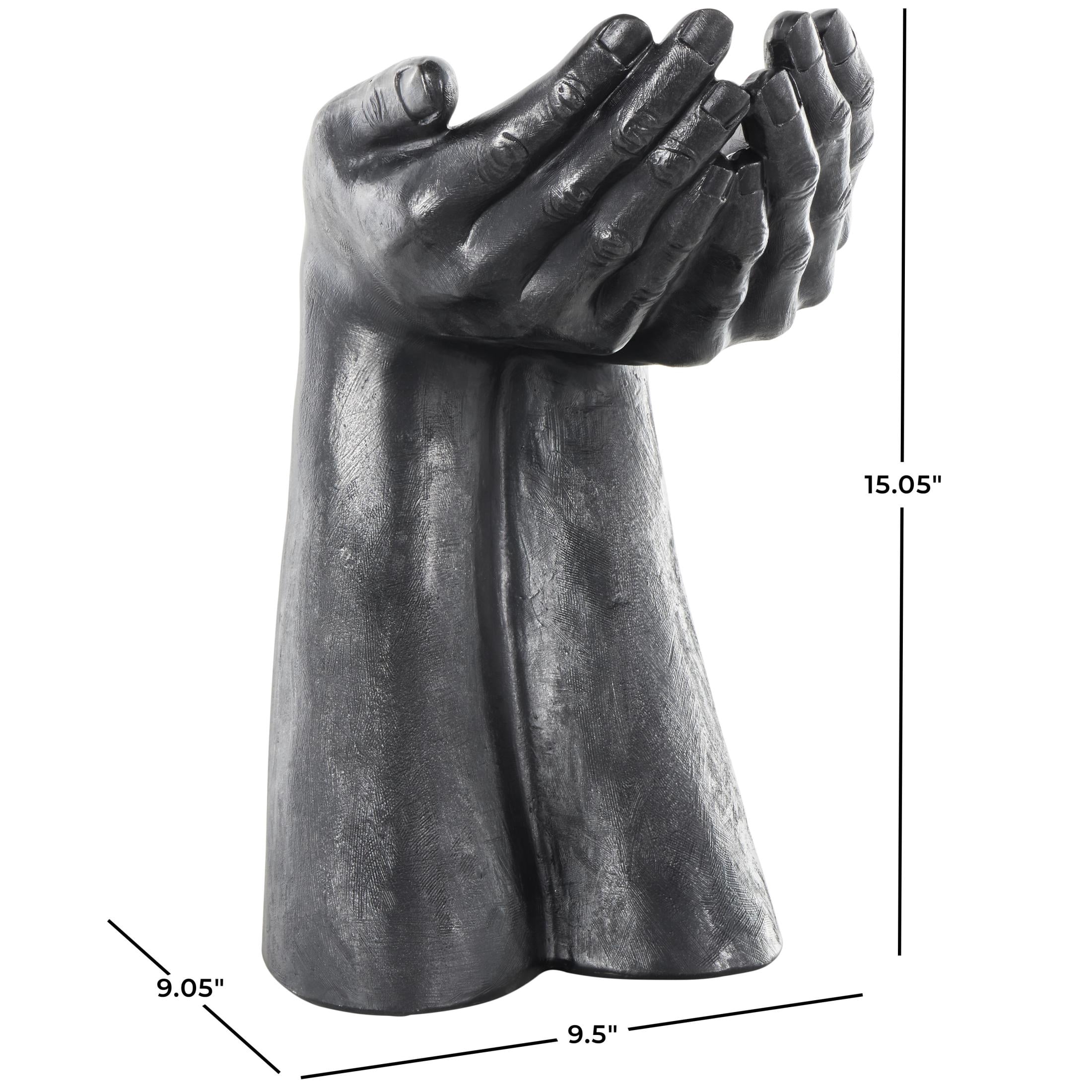 10" x 15" Black Polystone Open Hands Sculpture, by DecMode