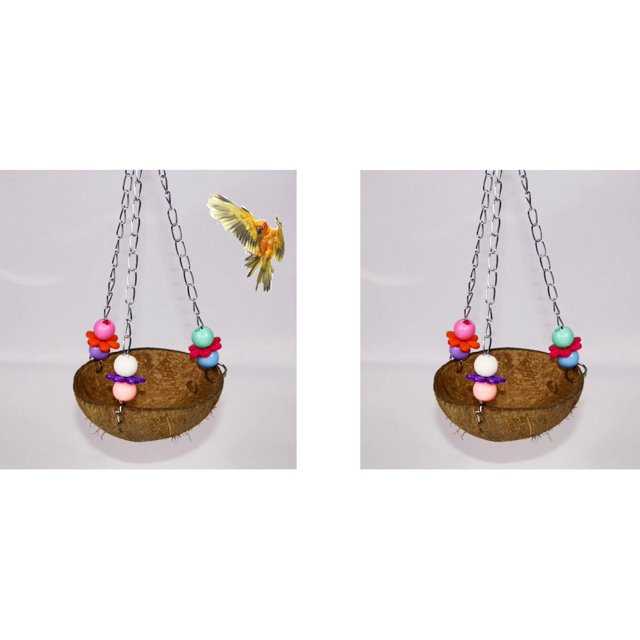 Juguetes para loros Perca Cáscara de coco Columpio Nido Jaula colgante Pájaros naturales Periquitos Juguetes para loros Gris africano Para loros pequeños Para pájaros grandes Conure Guacamayo Loro 2 piezas Rojo Verde