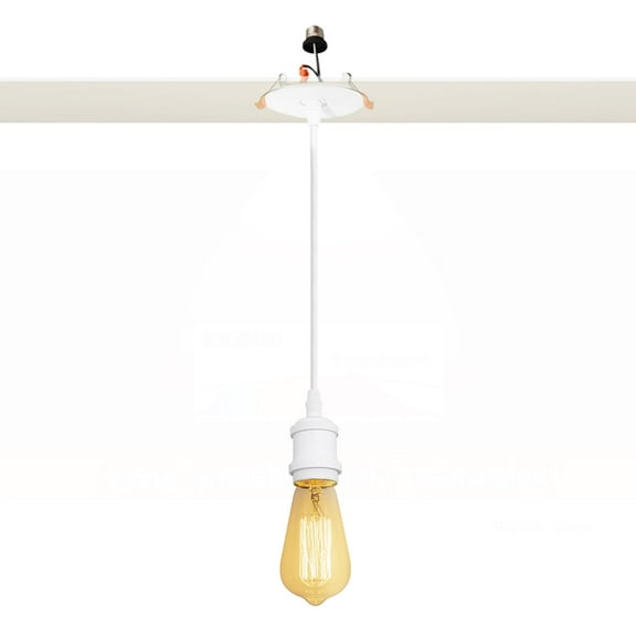 Kiven Can Lights Retrofit Recessed Lighting with E26 Power Outlet Adapter, 4/5 Inch Replacement Conversion Kit, Farmhouse Pendant Lighting for Kitchen Living Room Hallway,1 Light,White