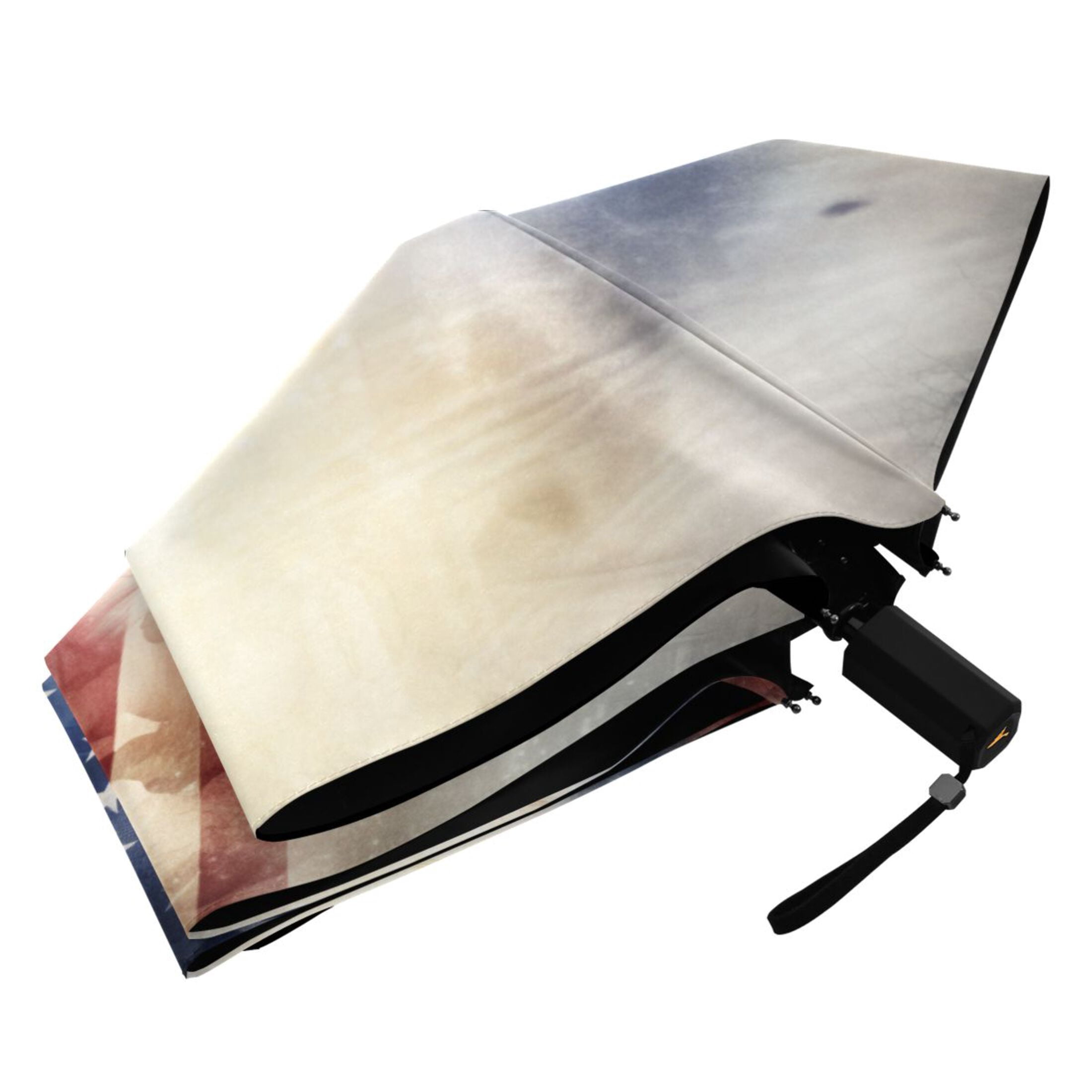 White House and American Flag Compact Sun Umbrella Windproof Travel Umbrellas for Rain Strong Portable UV Protection
