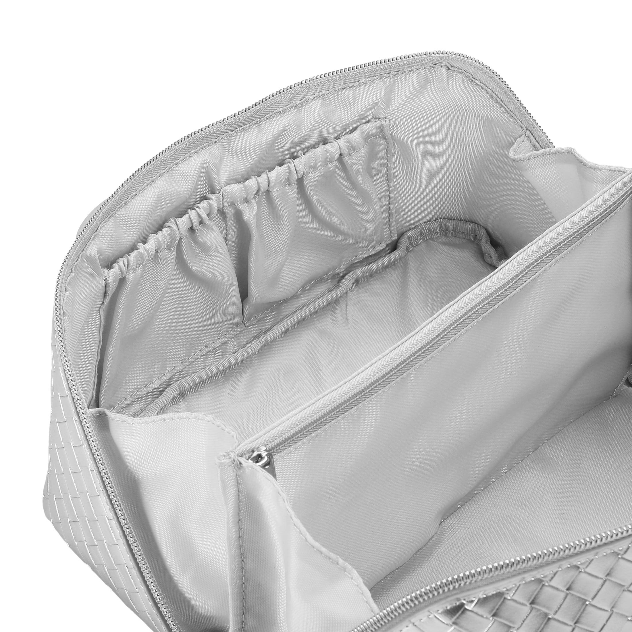 Beauty Gifts Cosmetic Bag, Silver Zipper Makeup Pouch
