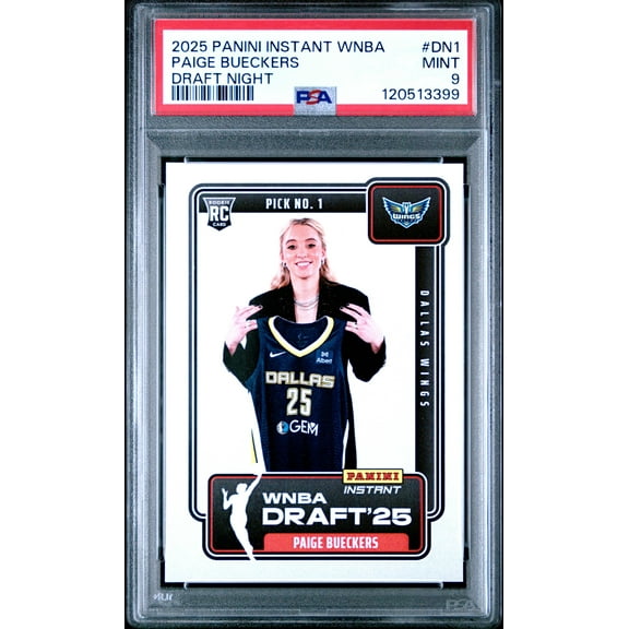 Paige Bueckers Wings 2025 Panini Instant Draft Night Rookie Card #DN-1 PSA 9
