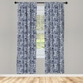 thumbnail image 3 of Ambesonne Navy Blue Curtains, Aquatic Animals Lines, Pair of 28"x84", Dark Blue White, 3 of 5