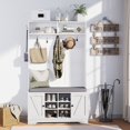 thumbnail image 3 of spanspace Hall Tree with Cushion and Open Shoe Cabinet, 4-In-1 Coat Rack with Storage Bench, Coat Hanger and Adjustable Shelves, 71" Height Hall Tree for Hallway, Living Room, White, 3 of 13