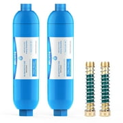BELVITA RV Inline Water Filter with 2 Flexible Hose Protector,Dedicated for RVs and Marines(2 pack)