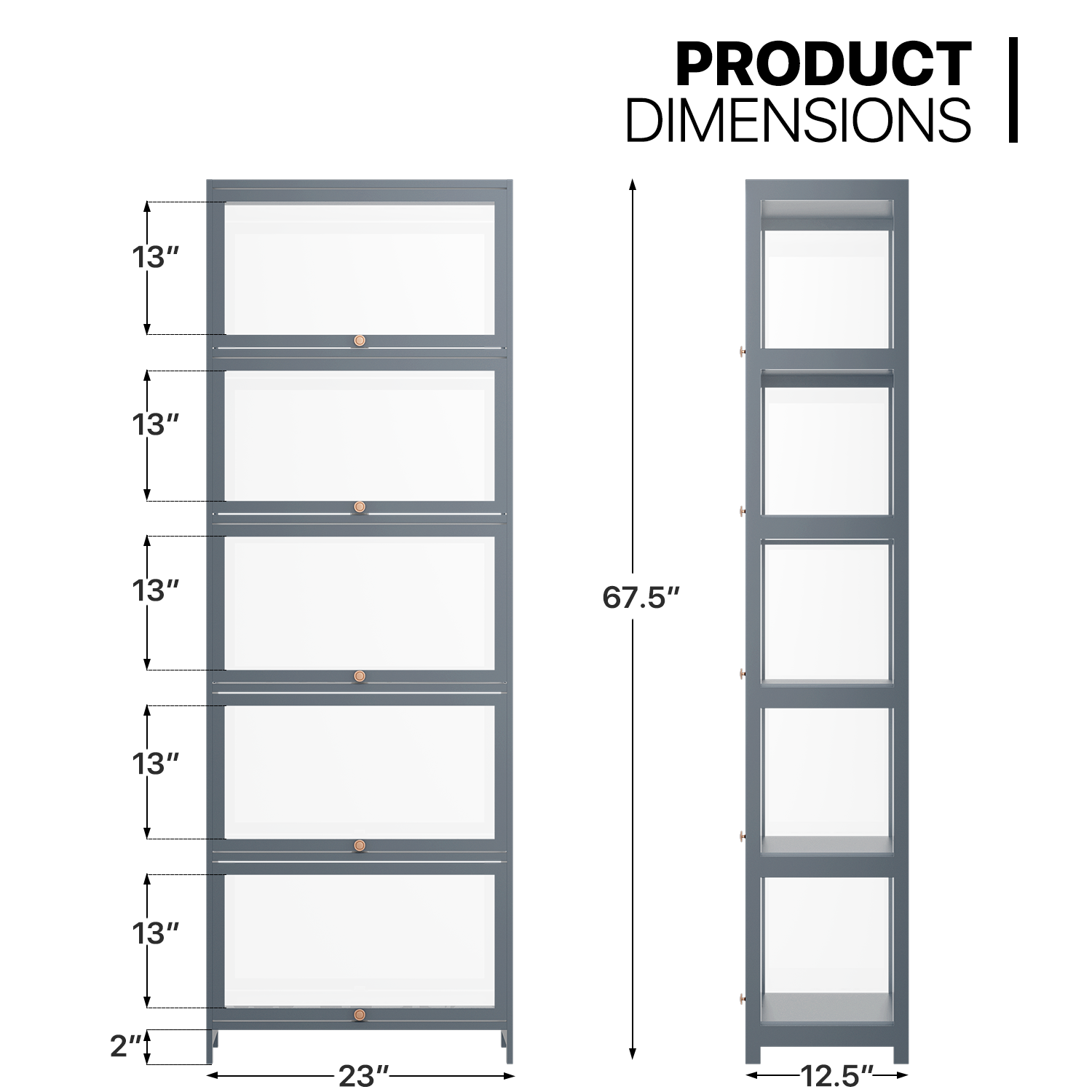 Magshion 23" 5-Tier Display Cabinet With Flip-Up Acrylic Doors - Bamboo/Grey, Free Standing, 102 Lb Capacity