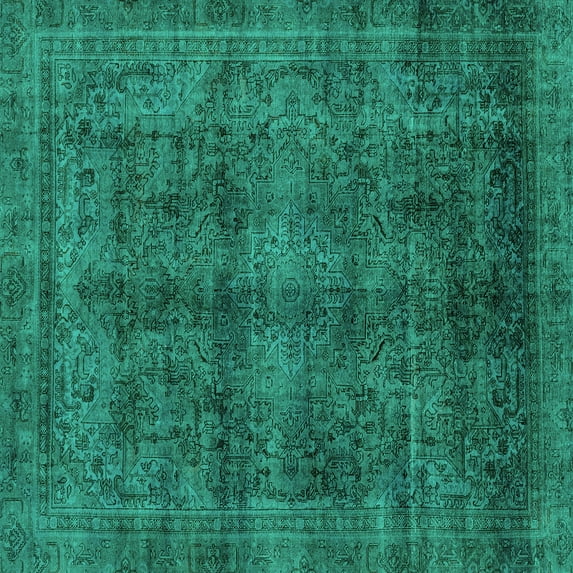 Ahgly Company Indoor Square Abstract Turquoise Blue Modern Area Rugs, 5' Square