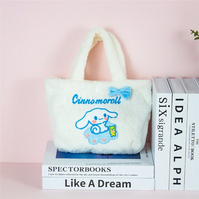 Bolso de mano Kawaii Sanrio Plush Hello Kitty Things Kuromi Cinnamoroll, bolsa de felpa con peluches en el interior, muñeca Kawaii, regalo de cumpleaños para niña