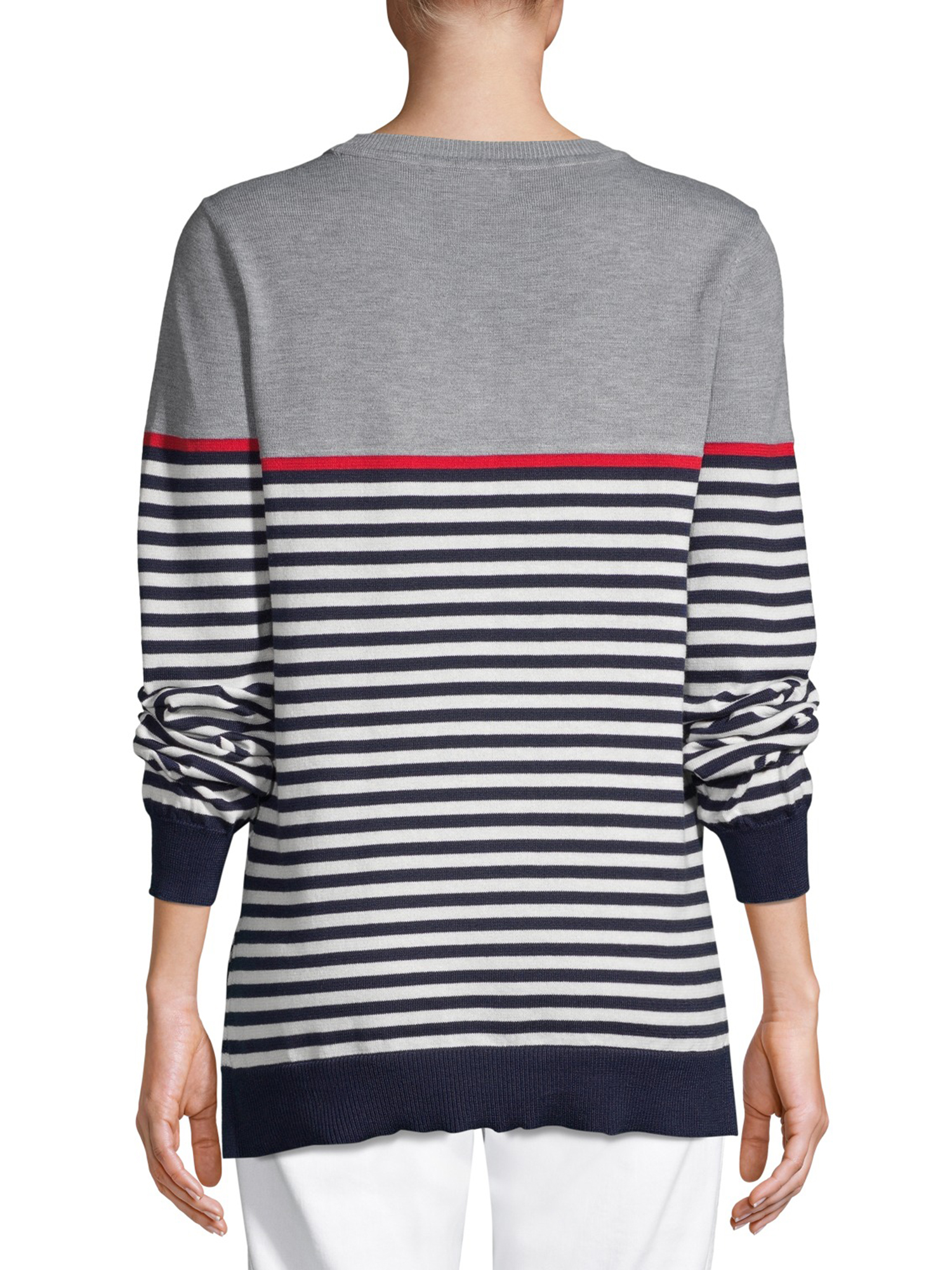 EV1 from Ellen DeGeneres Heart Stripe Hi-Low Sweater Women's
