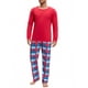 thumbnail image 4 of Conjunto de pijamas familiares de cuadros para hombre, camisetas de manga larga y pantalones, color rojo, 4 of 5