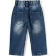 thumbnail image 2 of KIDSCOOL SPACE Baby Girls Boys Jeans, 12M-5T Little Kids Ribbed Waist With D-rings Denim Pants,Light Blue,4-5 Years, 2 of 7