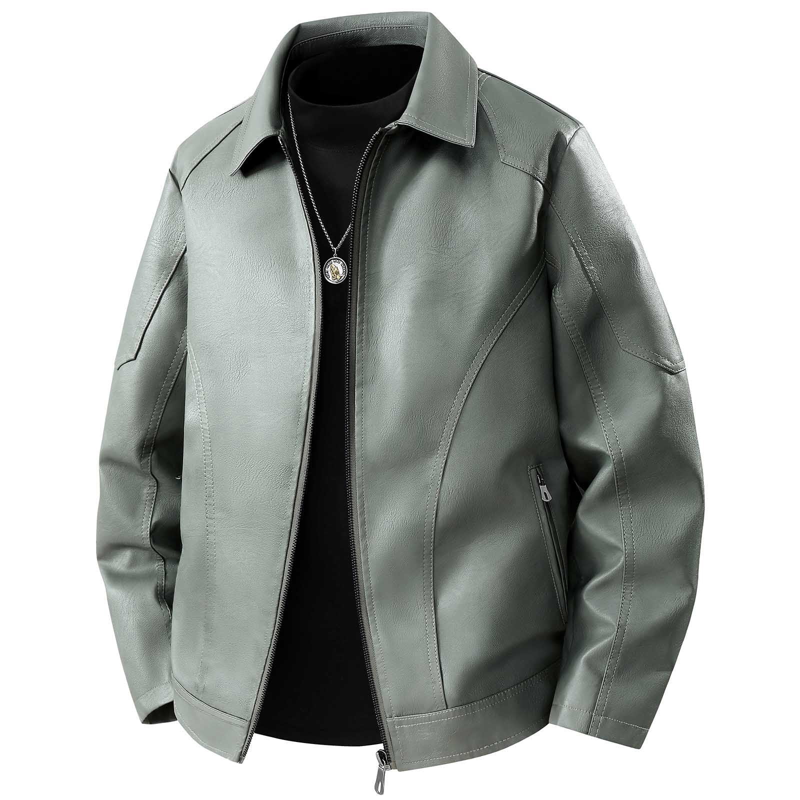 Uootdi Cropped Leather Jacket for Women Vintage Style Motorcycle Bomber Jacket Faux Leather Lapel Neck Zip Up Long Sleeve Coats Fall Going Out Jackets