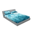 thumbnail image 2 of Ambesonne Blue Fitted Sheet & Pillow Sham Set, Grunge Sky Foggy Night, Full, Blue Teal, 2 of 2