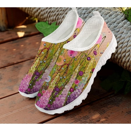 

Woman Flats Casual Shoes For Women Loafers Cute Flowers Oil Painting Mesh Outdoor Ladies Sneakers Slip on Shoes Flat Footwear