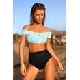thumbnail image 5 of Charmo Womens High Waisted Bikini Bottom Ruched Side Swimsuits Bottoms Solid Tankini Briefs, 5 of 7