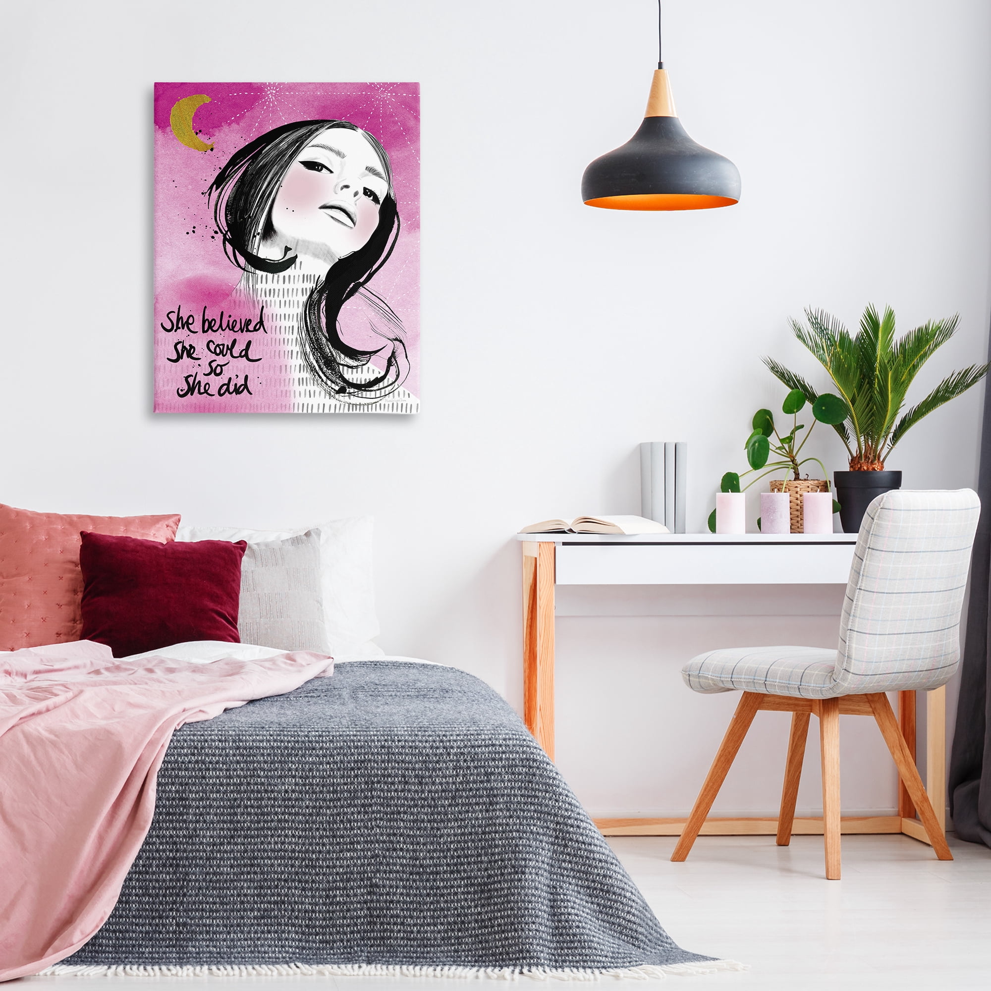 Stupell Industries Inspirational So She Did Novelty Painting Gallery Wrapped Canvas Art Print Wall Art, 30 x 40