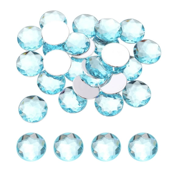 Flat Back Round Acrylic Rhinestones,30mm Lake Blue Flatback Crystal Rhinestones for Crafts Decoration 25Pcs