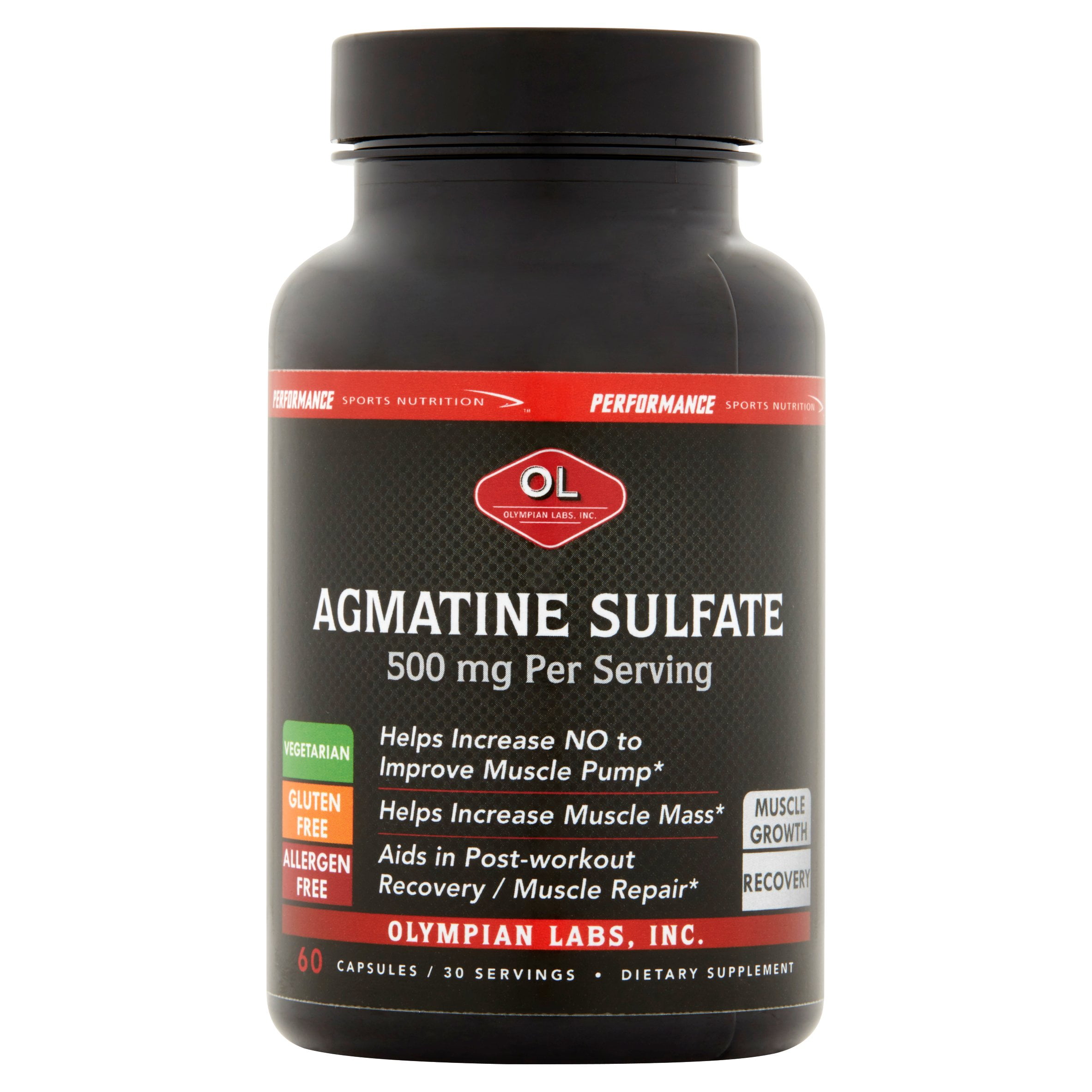 Olympian Labs Agmatine Sulfate Dietary Supplement, 500mg, 60 count