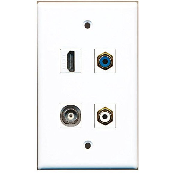 RiteAV - 1 Port HDMI 1 Port RCA White 1 Port RCA Blue 1 Port BNC Wall Plate