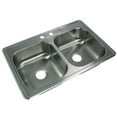 thumbnail image 3 of Transolid STDE33227-MR2 Select 33-in x 22 1/64-in x 7-in Double Basin Drop-in Stainless Steel Kitchen Sink with MR2 Faucet Holes, 3 of 6
