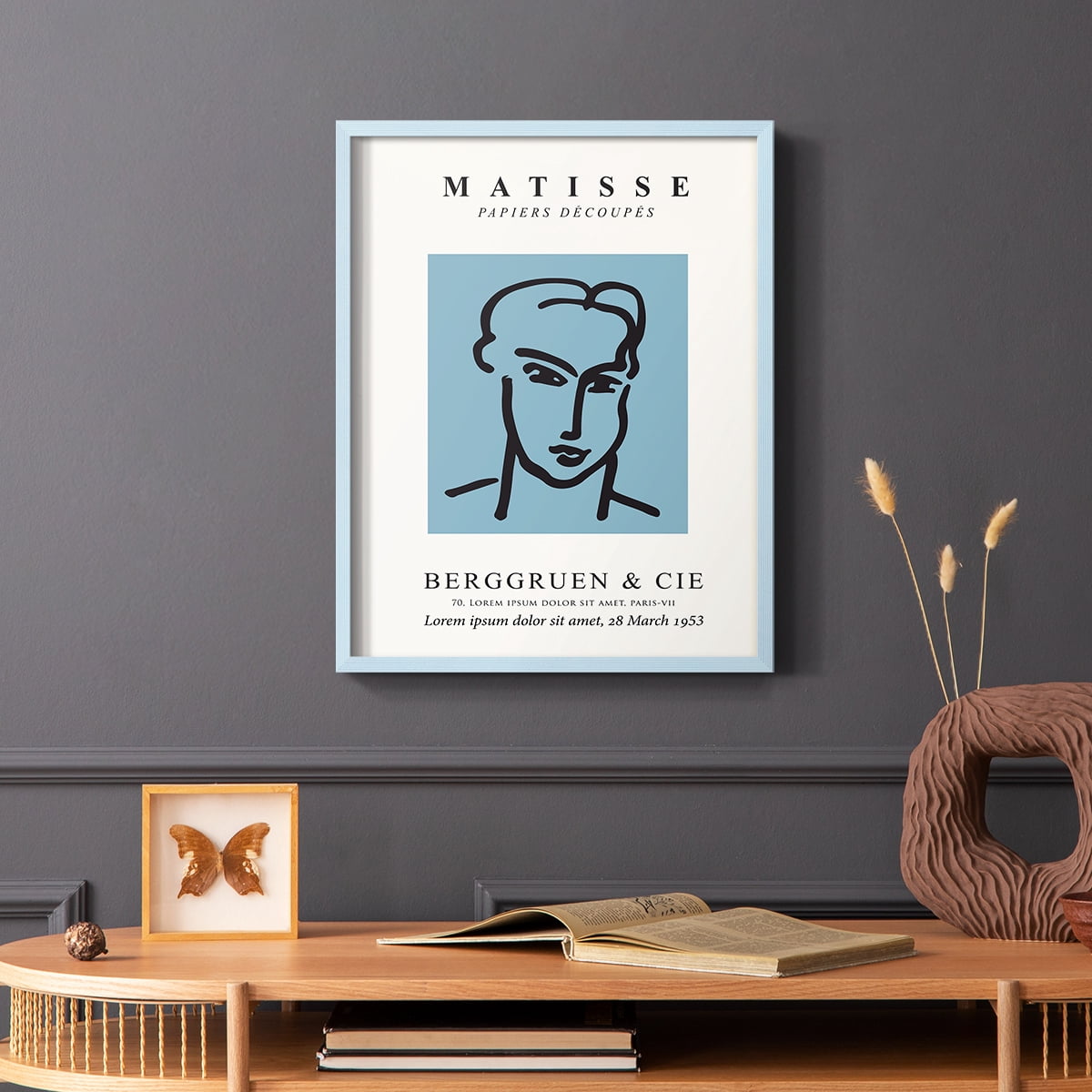 Matisse CXXXVI Framed Print in Blue Solid Wood 11 x 14 Framed Print