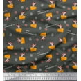 thumbnail image 1 of Soimoi Grey Cotton Poplin Fabric Cheese Slice & Rats Kids Printed Fabric 1 Yard 56 Inch Wide, 1 of 3