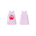 thumbnail image 2 of RUINIXCW Toddler Baby Girl Back to School Dress Kids Kindergarten Outfits Little Baby Girl Summer Tank Dress Overalls School Bow Apple Embroidery Sleeveless Striped A Line Dress, 2 of 9