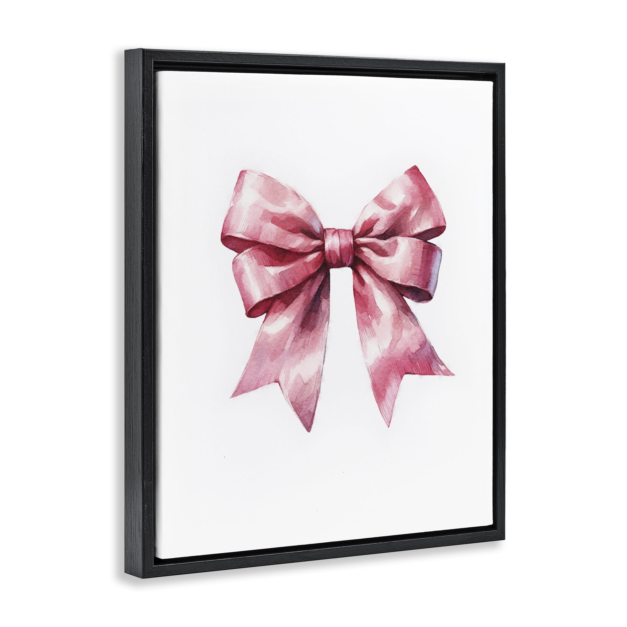 Stupell Industries Full Pink Ribbon Fashion Painting Black Floater Framed Canvas Art Print Wall Art, 25 x 31