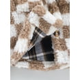 thumbnail image 7 of Toddler Baby Girls Winter Fleece Jacket Checkerboard Lapel Button Down Chest Pocket Sherpa Coat Warm Outerwear, 7 of 7