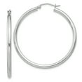 thumbnail image 1 of Beautiful Sterling Silver Rhodium-plated 2.5mm Round Hoop Earrings, 1 of 2