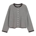 thumbnail image 5 of GEWSEY Womens Striped Cardigan Sweater Casual Crew Neck Open Front Button Down Long Sleeve Knit Sweaters Fall Outerwear (Brown, S), 5 of 6