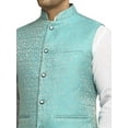 thumbnail image 5 of Men Designers Turquise Blue Nehru Jacket Indian Traditional Bollywood Style Brocade Woven Embellishe, Size: 44, 5 of 5