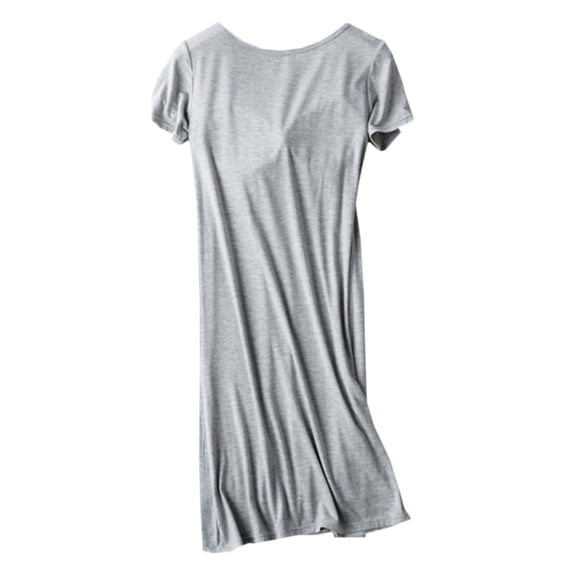 Forzero Ladies nightdress with chest pad and no rim waistcoat, comfortable mid-length pajamas, short-sleeved nightdress, cute, fresh, sexy, soft, skin-friendly