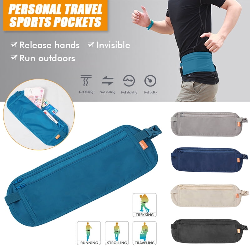 Delicacydex Bandoulière synthétique Ajustable New Unisex Pocket Sling Bag Sports Running Travel Security Taille Bum Bags Livraison Gratuite Noir