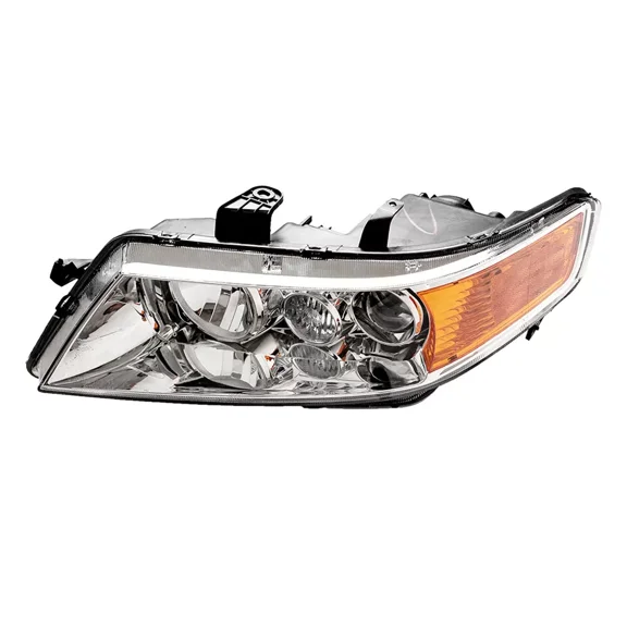 Aftermarket Headlight Assembly for 2004-2007 Acura TSX - Chrome Housing, Clear Lens, Direct Fit Replacement