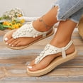 thumbnail image 2 of Yuanlong Womens Sandals Floral Toe Post Beach Sandals Elastic Ankle Strap Comfortable Outdoor Casual Thong Sandal, 2 of 9