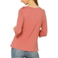 thumbnail image 4 of Allegra K Women's Slim Fit Bow Tie Neck 3/4 Sleeves Work Elegant Knit Top, 4 of 7