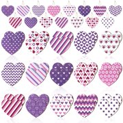 A1diee Heart Love Wooden AIF4Ornaments - 45Pcs Hanging Decoration Style Pink Purple Love Shaped Patterns Crafts with Twine Rope Party Favor Supplies Celebration Gifts for Couple Lover Home Decor