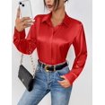 thumbnail image 3 of Zeagoo Satin Blouse for Women Long Sleeve Silk Button Down Shirt Casual Business Dressy Top Spring Fashion Silk Blouse, 3 of 6