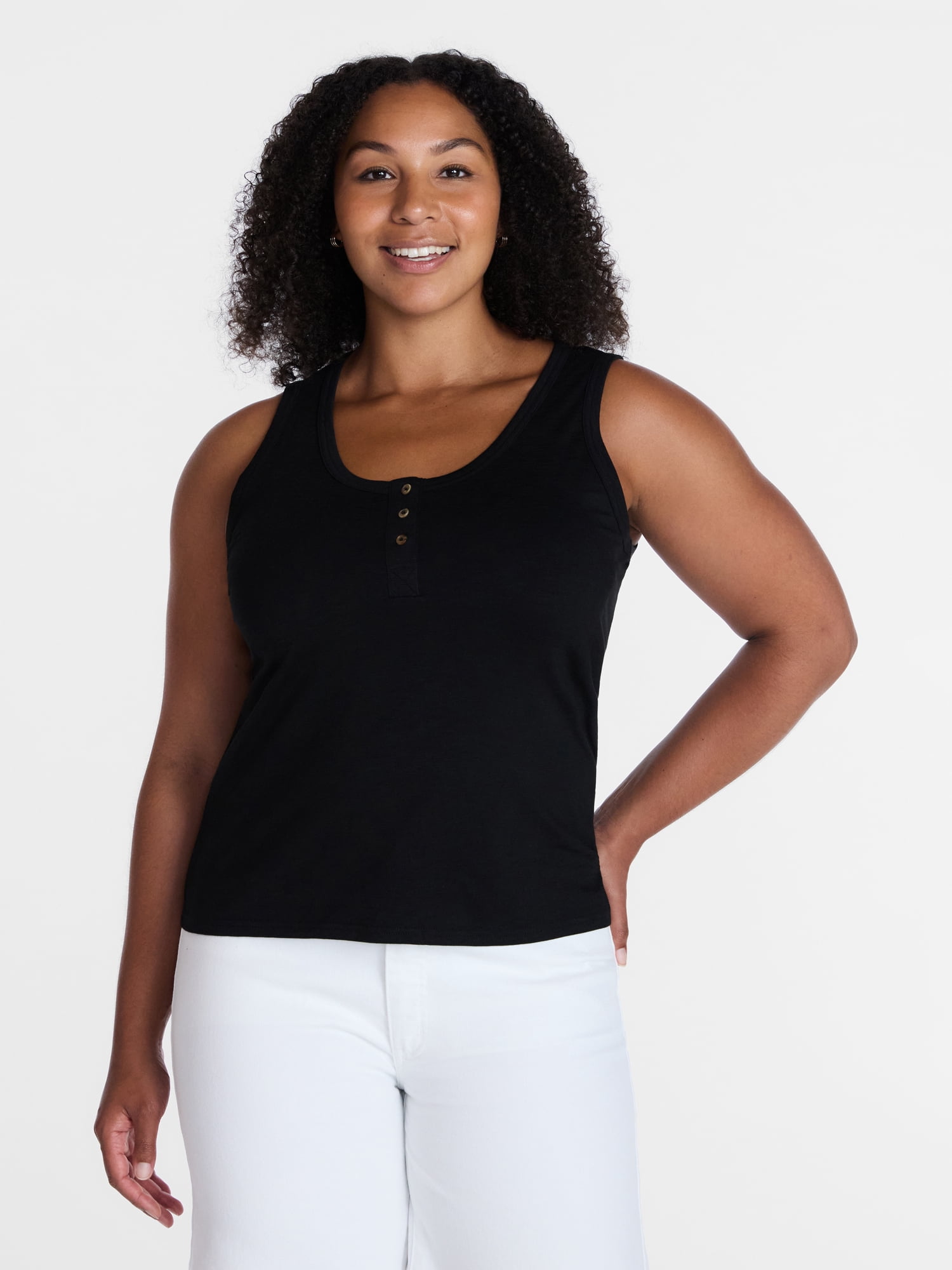 Time and Tru Women’s Slub Henley Tank Top, sizes XS-XXXL