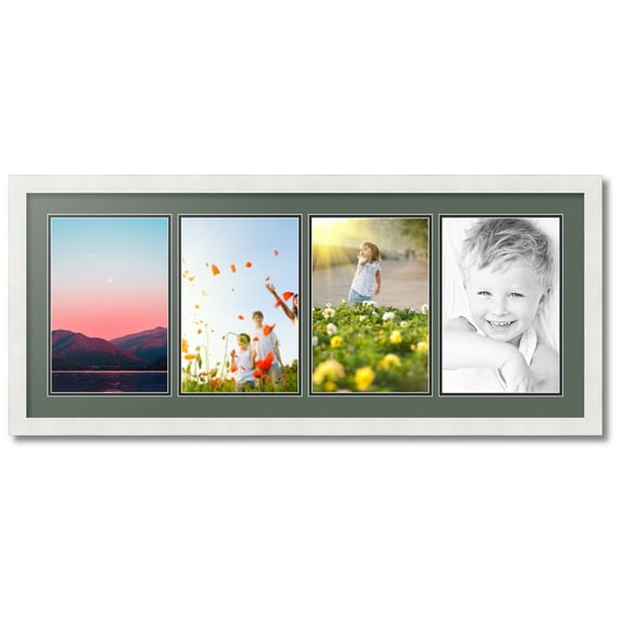 ArtToFrames Collage Photo Picture Frame with 4 - 8x12" Openings, Framed in White with Forest Green and Black Mats (CDM-3966-5)