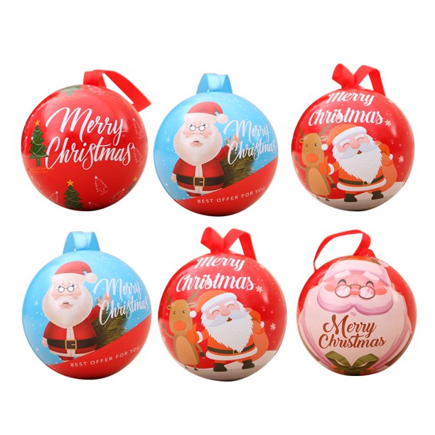 EeaseMX cajas de dulces navideñas con forma de bola, pequeñas cajas de regalo, adornos colgantes para árbol de Navidad, recuerdos de fiesta, diseños aleatorios.