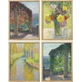 thumbnail image 5 of PixonSign Framed Wall Art Watercolor Pastel Antique Landscape Posters, Set of 4 Multicolor Floral Botanical Canvas Prints, Nature Wilderness Wall Décor for Home Decor - 11"x14" Natural, 5 of 5