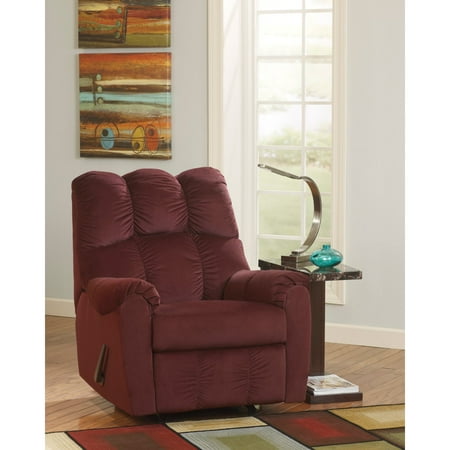 - Flash Furniture Signature Design by Ashley Raulo Rocker Recliner in Burgundy Fabric