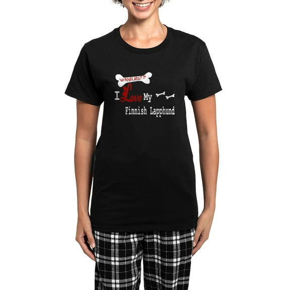 CafePress - NB_Finnish Lapphund Women's Dark Pajamas - Women's Short Sleeve Print T-Shirt and Pants Dark Cotton Pajama Set