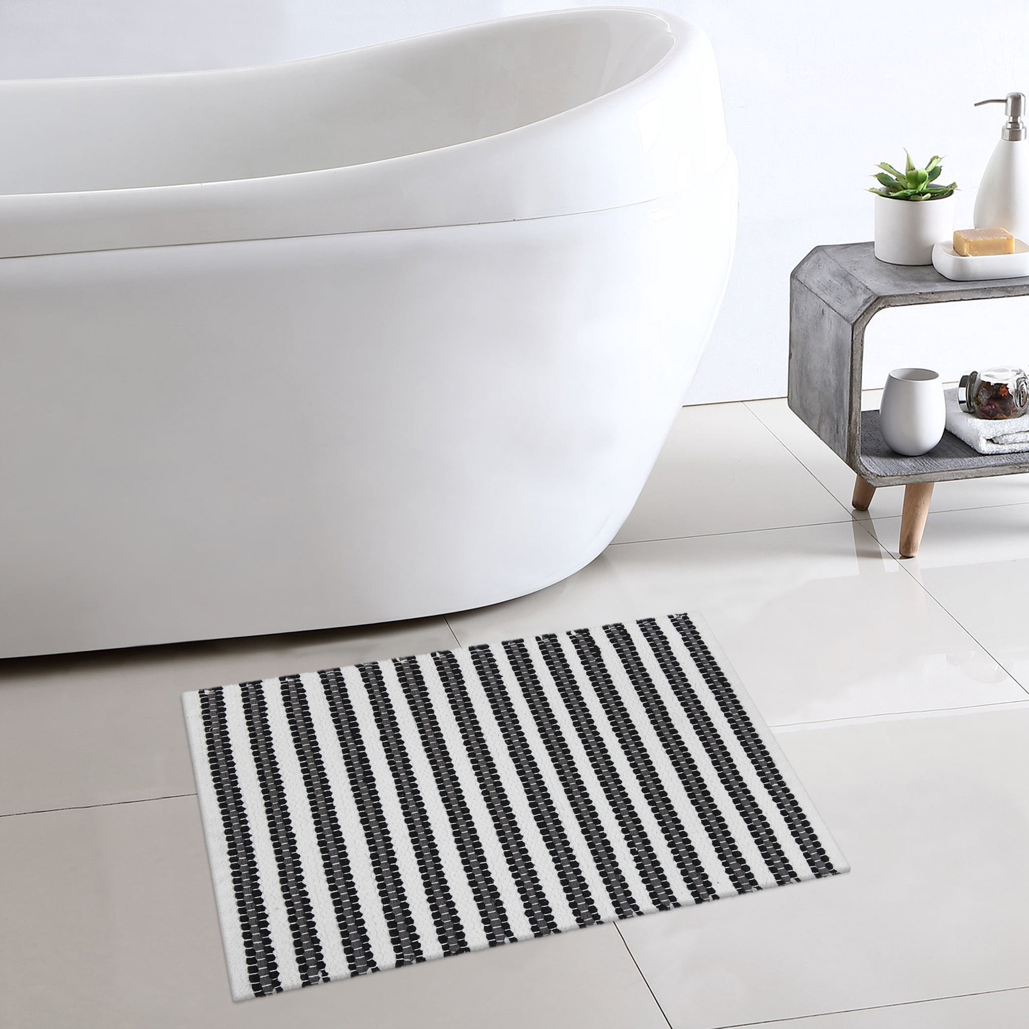 Mainstays Performance Handwoven Cotton Bath Rug, Soothing Gray, 17" x 24"