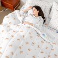 thumbnail image 4 of Manfei Cartoon Bowtie 7 Pieces Bedding Comforter Set,Orange White Full Bedding Set Lightweight,Love Heart Print Fitted Sheet Flat Sheet,Lightweight Cute Room Decoration,Reversible, 4 of 7